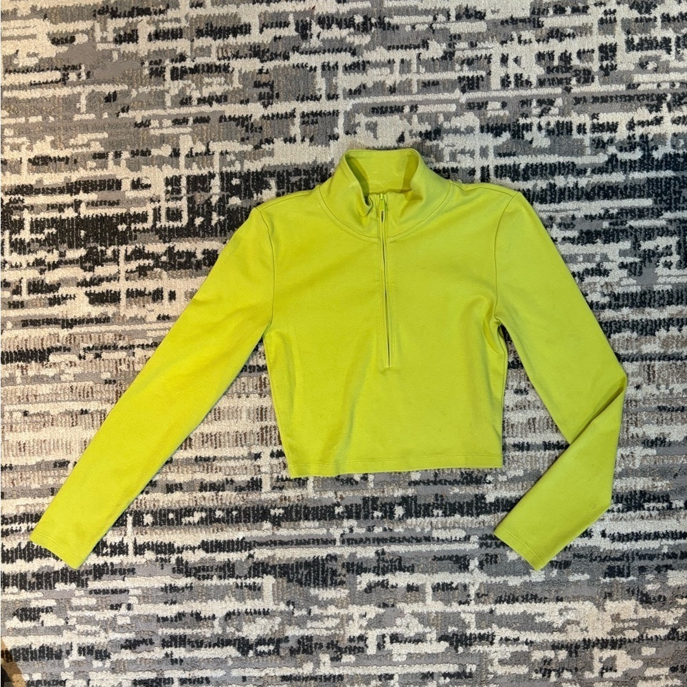 Sunday Best Monarch 1/2 Zip Lime Green Long Sleeve Cropped Top Size Small - Picture 10 of 17